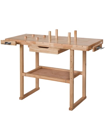 tectake Holzwerkbank  117 x 47,5 x 83 cm, braun