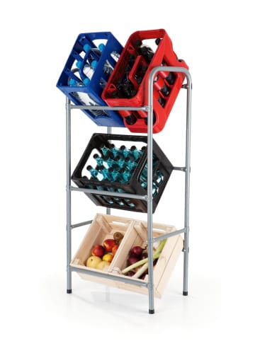 EASYmaxx Getränkekisten-Regal Metall 110x50x33cm silber für 3 Kisten Silber