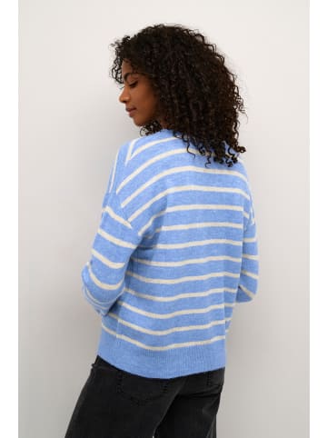 Kaffe Strickpullover KAlida Regular fit in Blue Melange/Beige Stripe