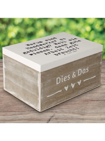 Mr. & Mrs. Panda Holzbox mit Deckel Spruch Handwerker Geduld mit... in Weiß