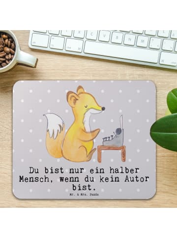 Mr. & Mrs. Panda Mauspad Autor Herz mit Spruch in Grau Pastell