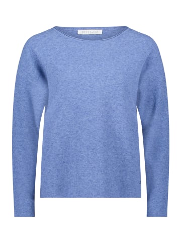 BETTY & CO Strickpullover mit Rundhalsausschnitt in Middle Blue Melange