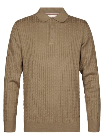 Petrol Industries Langarm-Strickpolo-Shirt stonebridge in Braun