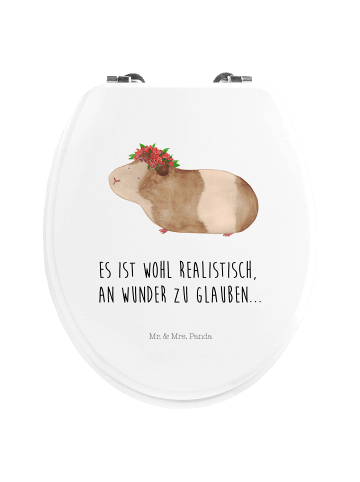 Mr. & Mrs. Panda Motiv WC Sitz Meerschweinchen Weisheit mit Spruch in Weiß