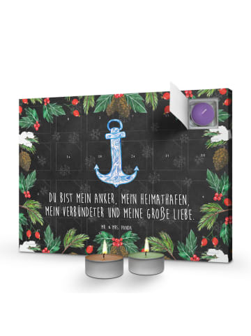 Mr. & Mrs. Panda Duftkerzen Adventskalender Anker Blau mit Spruch in Kreidetafel