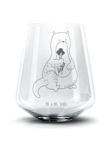 Mr. & Mrs. Panda Cocktail Glas Otter Blumenstrauß ohne Spruch in Transparent