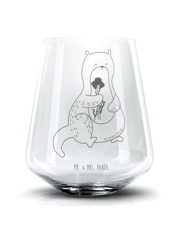 Mr. & Mrs. Panda Trinkglas Otter Blumenstrauß ohne Spruch in Transparent