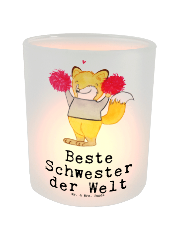 Mr. & Mrs. Panda Glas Windlicht Fuchs Beste Schwester der Welt m... in Transparent