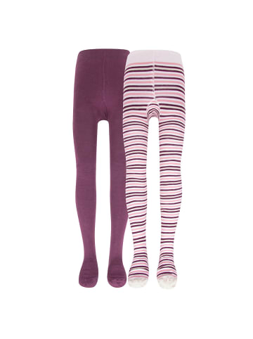 ewers 2er-Set Strumpfhose 2er Pack Ringel/Uni in rotwein