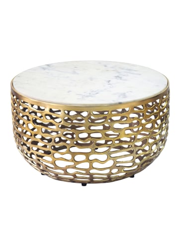 FineBuy Couchtisch in Gold / Marmor / 60x60x35