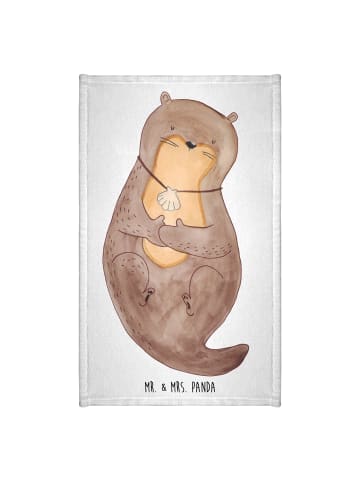 Mr. & Mrs. Panda Gästehandtücher Otter Muschel ohne Spruch in Weiß
