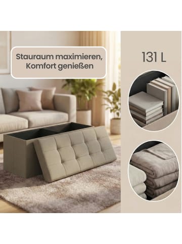 SONGMICS Sitzbank Minota in Braun - (B)110 x (H)38 x (T)38 cm