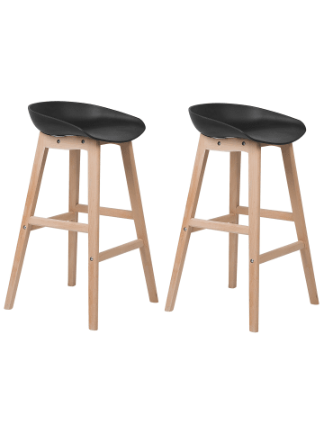 Beliani 2-tlg Barhocker MICCO in Schwarz/Heller Holzfarbton