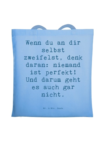 Mr. & Mrs. Panda Shopping Tasche Spruch Zweifel an sich selbst m... in Sky Blue