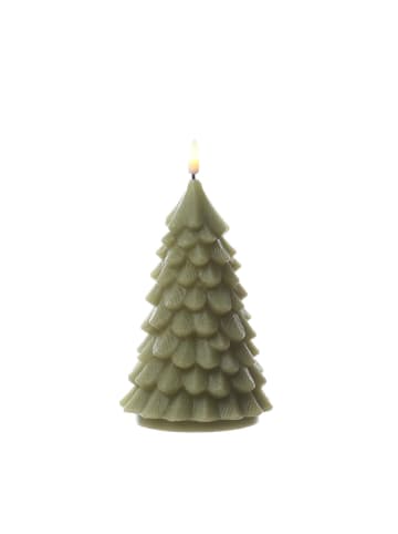 Deluxe Homeart LED Kerze  Tannenbaum Weihnachtsbaum Echtwachs H: 16cm in hellgrün