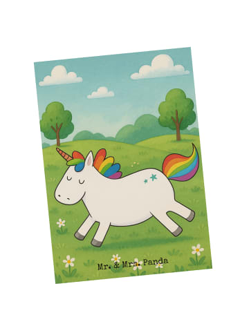 Mr. & Mrs. Panda Postkarte Einhorn Happy Design ohne Spruch in Weiß
