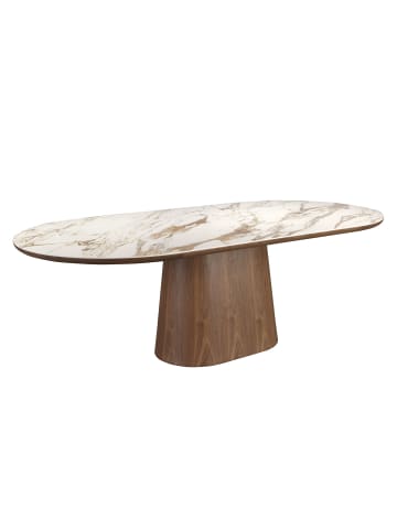 Angel Cerdá Esstisch 1173 in Weiß/Erde/Walnuss – Ø240 x (H)76 cm