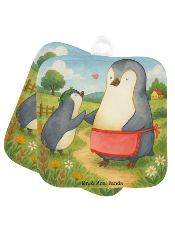 Mr. & Mrs. Panda Topflappen Pinguin mit Kind Design ohne Spruch in Weiß