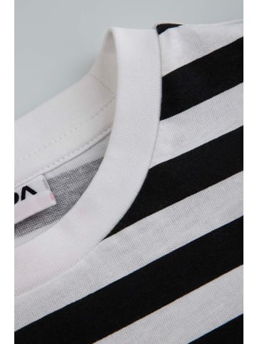 MOKIDA Gestreiftes Baumwoll-T-Shirt in schwarz