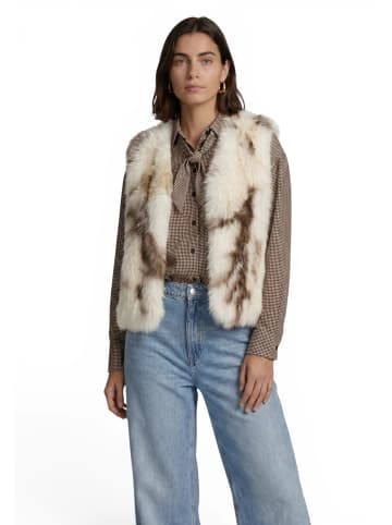 Zero  Kunstfell-Weste mit Animalprint in Cream/Brown