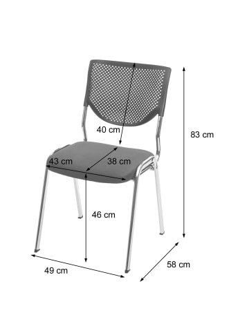 MCW 2er-Set Besucherstuhl stapelbar, Sitz dunkelgrau, Füße chrom