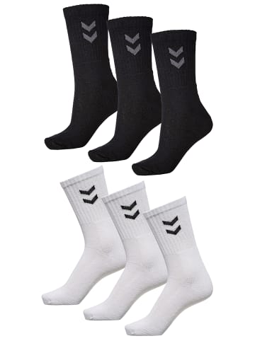 Hummel 6-er Set Sport Freizeit Basic Socken mit Logo in Schwarz-Weiß