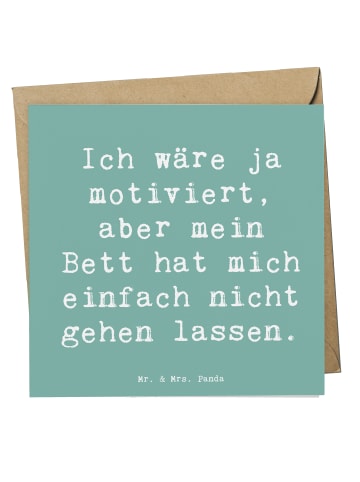 Mr. & Mrs. Panda Grußkarte Spruch Motivationsbett mit Spruch in Meeresbrise