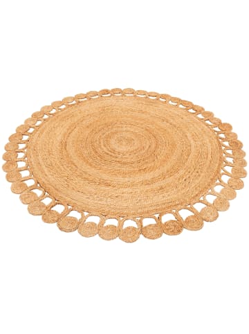 Pergamon Jute Teppich Salsa Boho Rund in beige