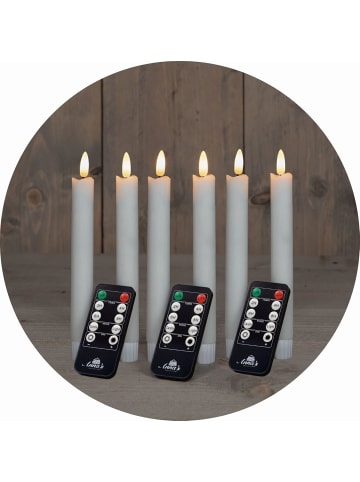 Novaliv Stabkerzen LED mit Timer WEISS 6 Stück indoor - 6 Stunden - ECHTWACHS in Weiß