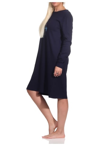 NORMANN langarm Nachthemd Bündchen interlock - 76405 in marine