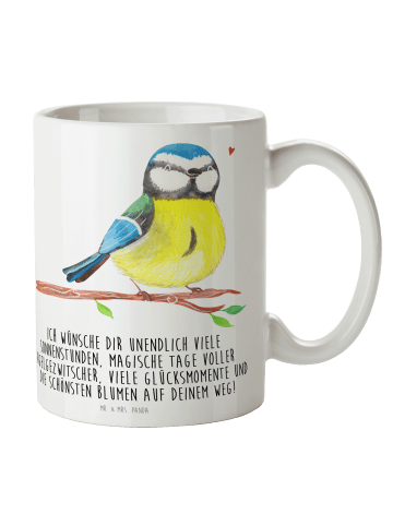 Mr. & Mrs. Panda Tasse Vogel Blaumeise mit Spruch in Weiß