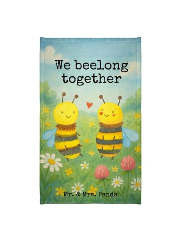 Mr. & Mrs. Panda Handtuch Biene Verliebt Design mit Spruch in Weiß