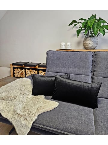 JACK 2er Set Teddy Flausch Kissenhülle Kissenbezug in Schwarz