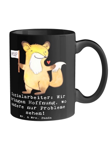 Mr. & Mrs. Panda Becher Sozialarbeiterin Hoffnungsträger mit Spruch in Schwarz