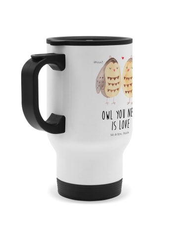 Mr. & Mrs. Panda Thermobecher Eulen Liebe mit Spruch in Weiß