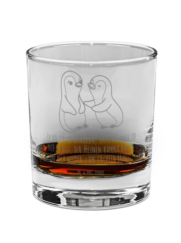 Mr. & Mrs. Panda Whiskyglas Pinguine trösten mit Spruch in Transparent