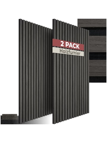 tectake Akustikpaneele aus MDF und Echtholzfurnier - Eiche schwarz