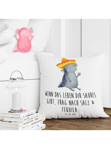 Mr. & Mrs. Panda Kissen 40x40 Axolotl Tequila mit Spruch in Weiß