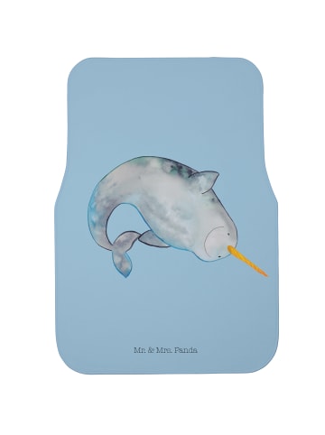 Mr. & Mrs. Panda Fußmatte Auto Narwal ohne Spruch in Blau Pastell