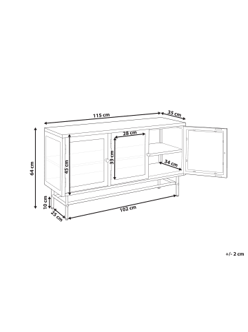 Beliani Vitrine DEVON in Schwarz - (W) 115 x (H) 64 x (L) 35 cm