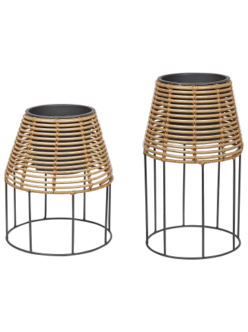 Beliani 2er-Set Outdoor Blumentopf BORAGO in Braun