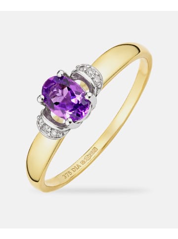 Diamant L'éternel Ring, mit Amethyst, 375 Gelbgold