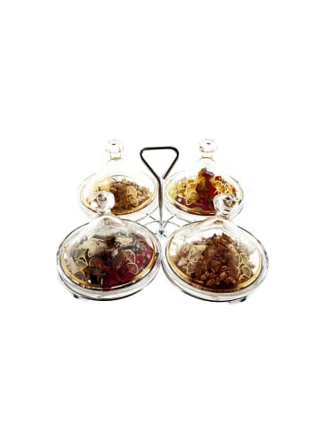 Almina Almina Snack-Set Tajine 9 Teilig aus Glas mit goldenen in Cicek