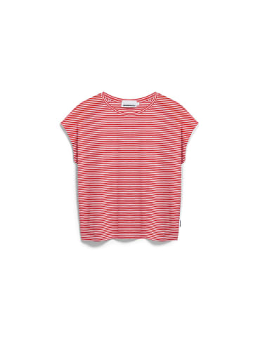 armedangels T-Shirt Slub Jersey Stripe in rot rosa