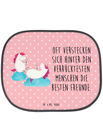 Mr. & Mrs. Panda Auto Sonnenblende Einhorn Sekt mit Spruch in Rot Pastell