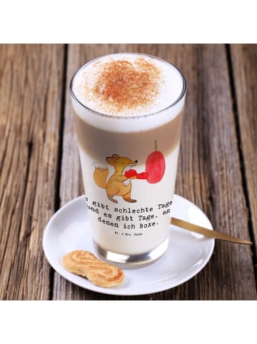 Mr. & Mrs. Panda Latte Macchiato Glas Fuchs Boxen mit Spruch in Transparent