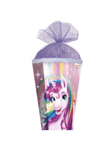 ROTH Schultüte groß 85 cm Einhornportrait mit Glitzer in Rosa