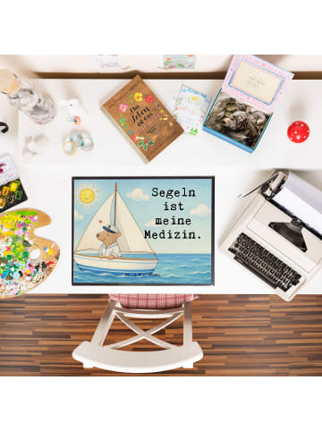 Mr. & Mrs. Panda Tischunterlage Bär Segeln Design mit Spruch in Weiß