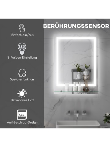 Kleankin Badspiegel-70L x 50B x 2,7H cm-Transparent