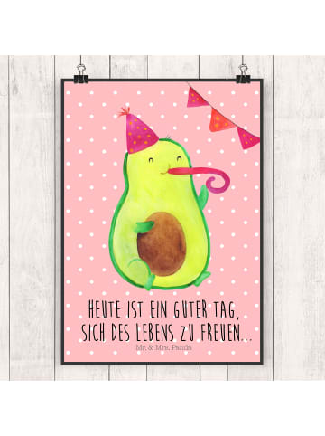 Mr. & Mrs. Panda Poster Avocado Party mit Spruch in Rot Pastell